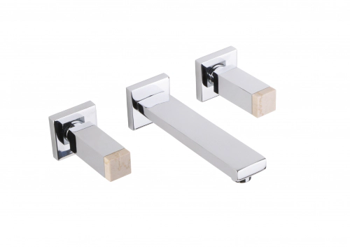 Griferia lavatorio de pared Haaz Bellagio cromo-Botticino