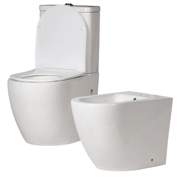 Inodoro largo c/asiento deposito y bidet Blue Kitchen-West bco COMBO BLUE-BL