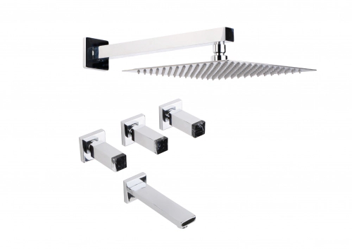Griferia de ducha con transferencia Haaz Bellagio cromo/negro marquina
