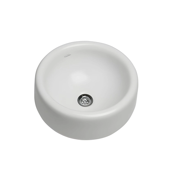 Bacha cilíndrica chica Ferrum Milos blanco satinado MLS-BH-166-BS