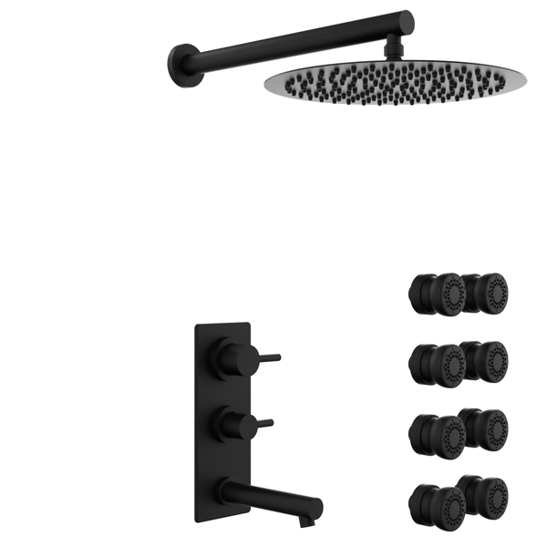 Griferia de ducha Hidromet 3V c/transf y escocesa One Black 3010NEGR