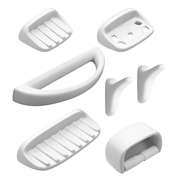 Accesorios de baño Ferrum compacto kit 7 piezas blanco ACO-JG-008-BL