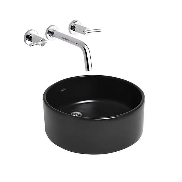 Bacha cilíndrica chica Ferrum Tori negro satinado L244N-NS//TOR-BH-007-NS