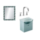 Vanitory laqueado 48cm Lavatorio loza+Espejo+Griferia lever