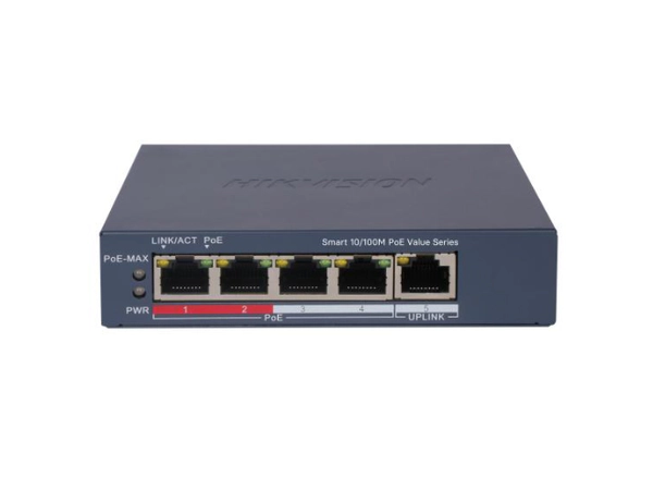 DS-3E1105P-EI/M (V2) - Switch 4 Puertos PoE 10/100 + 1 Uplink 10/100. Smart. Po