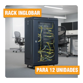 RACK MURAL DE 12U. 530x400x600. G: 0,6 mm, perfil 1,0 mm. negro. Pta front. de v
