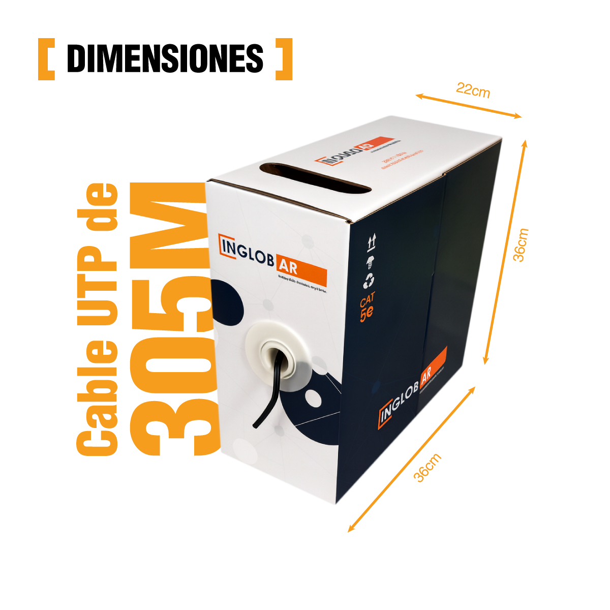 Bobina Rollo Cable 305m UTP CAT 5e - Inglobar - Exterior Aluminio ...