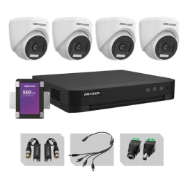 KIT 4CH + 4 Domos 2MP Audio + 1TB + Fichas