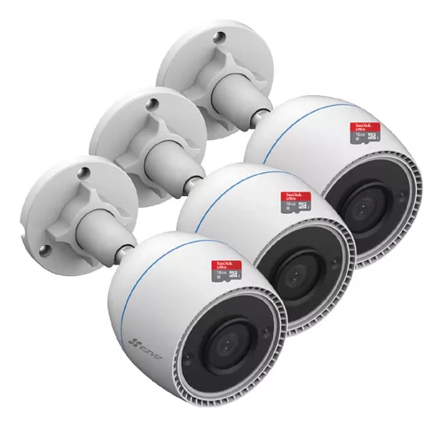 Kit x3 - Cámara Bullet WiFi Exterior - H3C - Ezviz - Full HD + 16GB x3