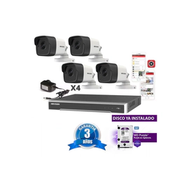 Kit NVR Hikvision IP 7616 con 4 Cámaras 1023, Fuente y Disco Duro