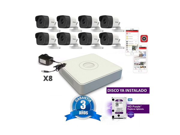 Kit Ip 7108 + 8 1023 + Fuente + Disco