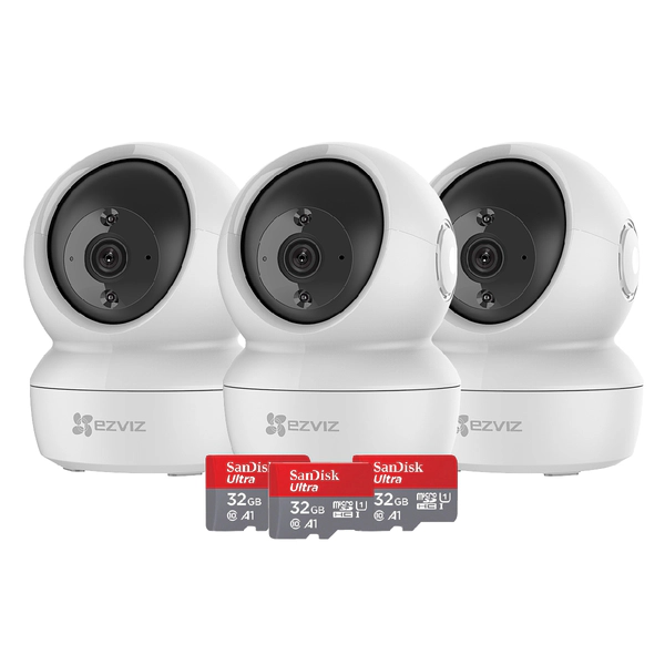 Kit x3 - Cámara Domo PT WiFi Interior - C6N - Ezviz - Full HD + 32GB