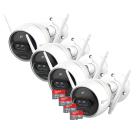 Kit x4 - Cámara Bullet WiFi - C3X - Ezviz - 1080p - Color 24HS + 32GB