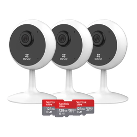 Kit x3 - Cámara Mini WiFi Interior - C1C - Ezviz - Full HD + SD 128GB