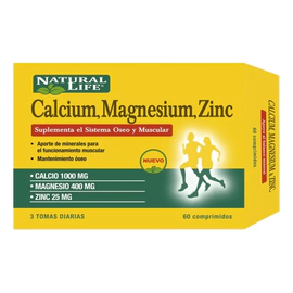 Suplemento Mineral Natural Life Calcio Magnesio Zinc 60 Comprimidos