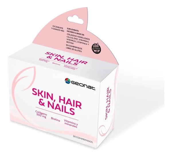 Skin Hair Nails Geonat Piel Cabello Uñas Colágeno 30 Comprimidos