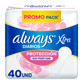 Protectores Diarios Always Xtra Diarios Sin Perfume 40 Unidades