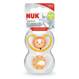 Chupete Nuk Space Animales Leon Y Sol 18-36m 2 Unidades