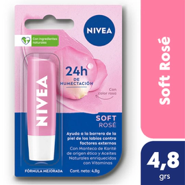 Protector labial humectante NIVEA Soft Rosé para todo tipo de piel x 4,8 grs