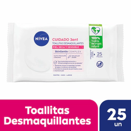 Toallitas desmaquillantes 3 en 1 NIVEA para piel seca x 25 unidades