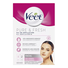 Kit De Depilación Veet Pure & Fresh Crema Facial Piel Normal 50ml + Post Depilat
