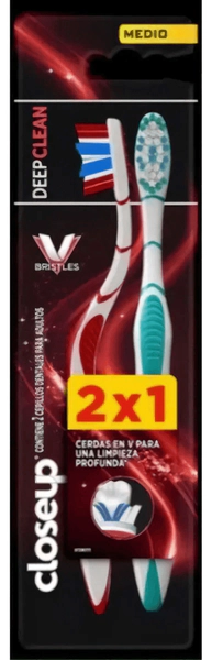 Cepillo De Dientes Close Up Deep Clean Medio Pack 2 Unidades