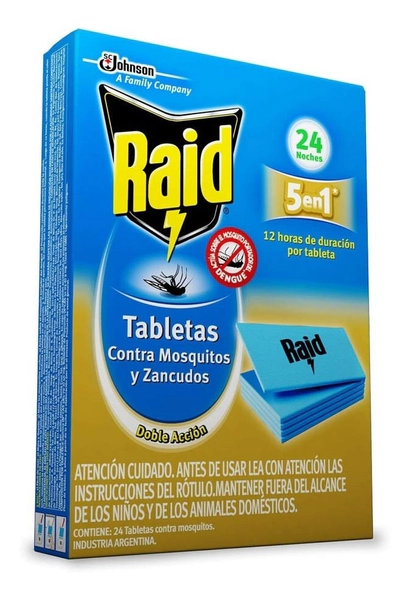 Raid Tabletas Para Mosquito Y Zancudos X 24 Unidades