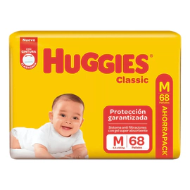 Huggies Classic Pañales Descartables Triple Proteccion Mediano 68 Unidades