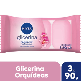 Jabón humectante con glicerina NIVEA Orquídeas para todo tipo de piel 3 x 90 g