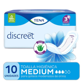 Tena Toallas Femeninas Discreet Incontinencia Medium 10 unidades