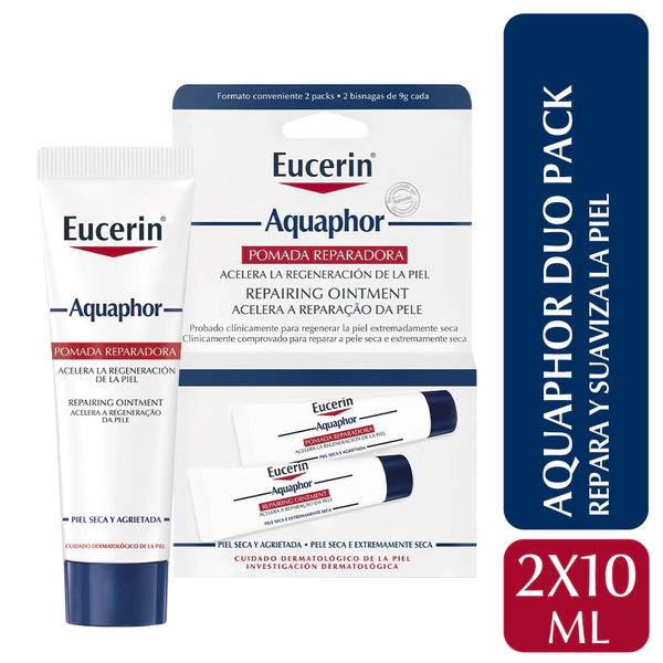 Pomada reparadora Eucerin Aquaphor para piel seca 2x10 ml