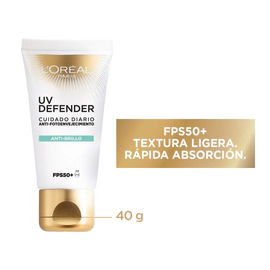 Loreal Paris Uv Defender Crema Anti Brillo Fps50 40g S/color