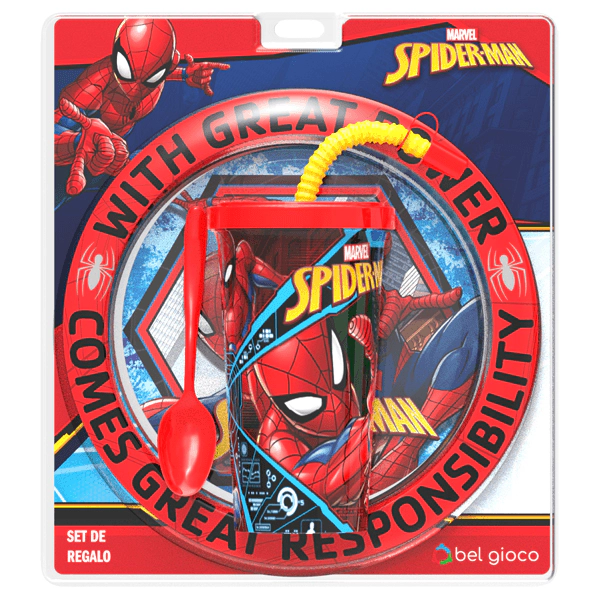 Spiderman Blister Plato + Vaso Sport + Cuchara
