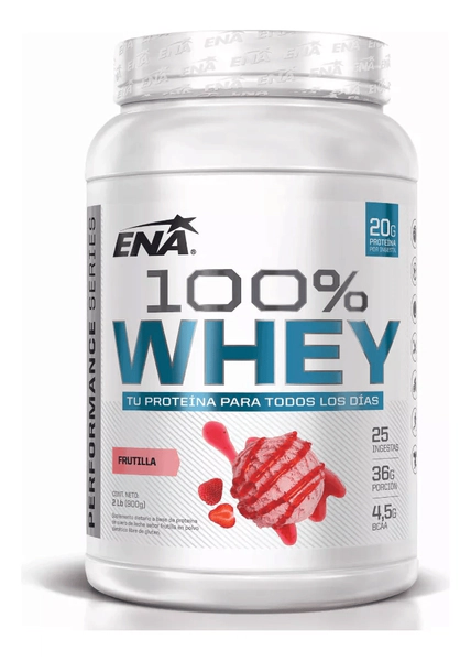 Whey 100% Protein Ena Masa Muscular Crossfit 900g Sabor Frutilla