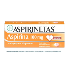Aspirinetas Antiagregante Plaquetario con Aspirina 100mg x 98 Comprimidos