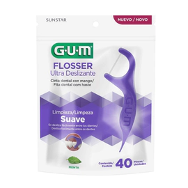 Gum Flossers Ultra Deslizante Seda Dental Con Mango 40u