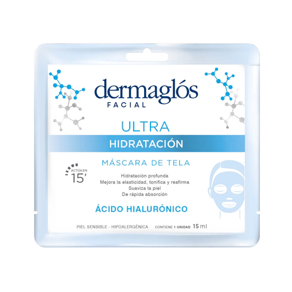 Dermaglós Máscara De Tela Ultra Hidratación 15ml. 1 Unidad