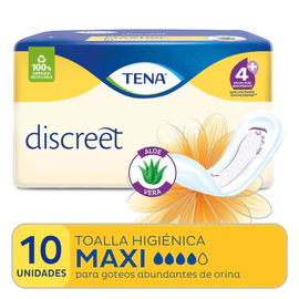 Tena Discreet Mujer Toallita Femenina Maxi 10 Unidades