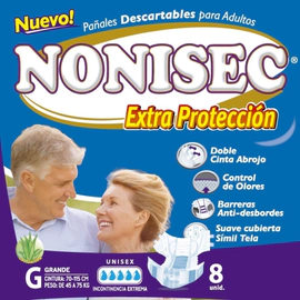 Nonisec Extra Proteción Pañales Para Adultos Grandes 8 U