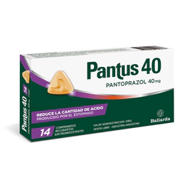 Pantus 40mg Reduce la cantidad de ácido producido por el estómago14 comprimidos