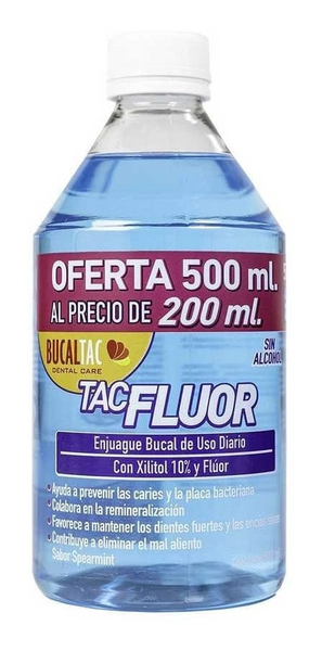 Bucal Tac Fluor Sabor Menta Enjuague Bucal X 500 Ml