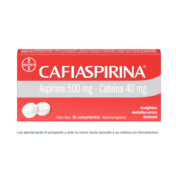 Cafiaspirina con Aspirina 500mg + Cafeína 40mg x 30 Comprimidos