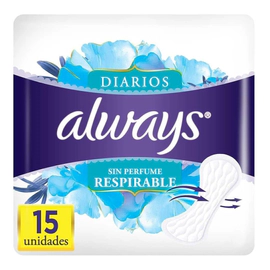 Always Protectores Diarios Respirables Sin Perfume 15u
