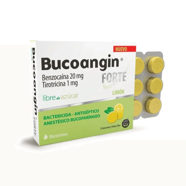 Bucoangin Forte Caramelos Antibióticos Sin Azúcar Limón 9 unidades