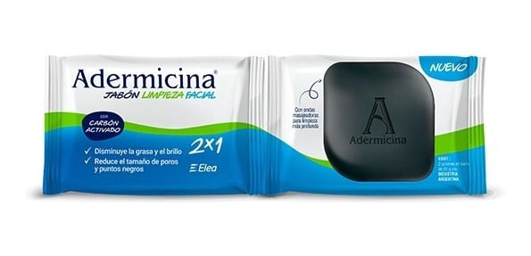 Adermicina Limpieza Facial Jabón Carbón Activado 2 X 65g C/u