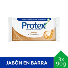Jabón Antibacterial Protex Avena + Prebiotico 90g Pack X 3 Unidades
