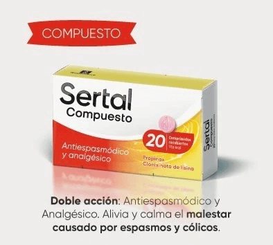 Sertal Compuesto VL Antiespasmódico y Analgésico 20 comprimidos recubiertos