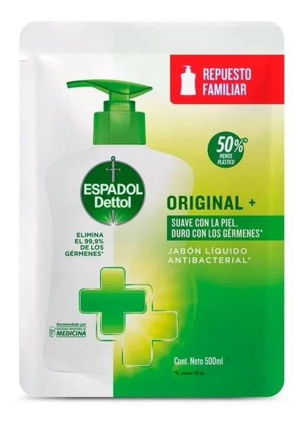 Espadol Antibacterial Original Jabón Líquido Repuesto 500ml
