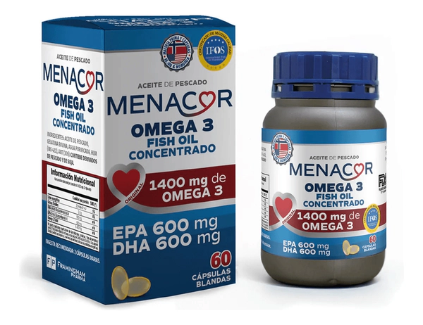 Menacor Omega 3 Aceite De Pescado Puro 60 Cápsulas