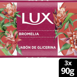 Jabón En Barra Lux Glicerina Bromelia 90g 3 Unidades